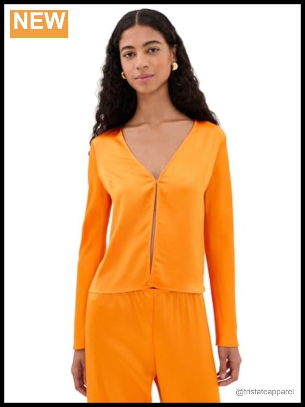 Leset Women's Barb Single Button Long Sleeve V-Neck Blouse Size M
